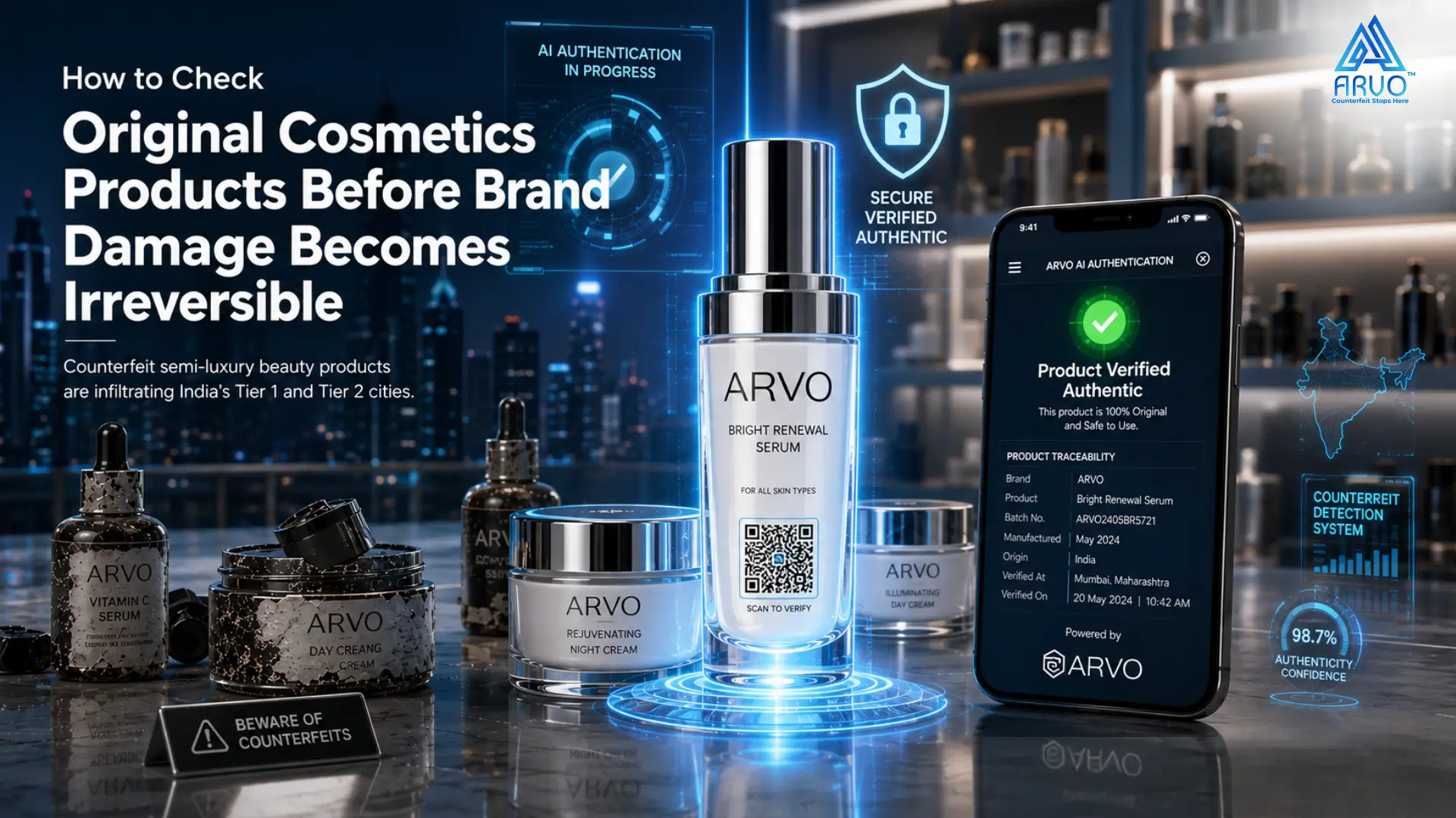 Counterfeit semi-luxury cosmetics seized from retail outlets in Indian metro and Tier 2 cities