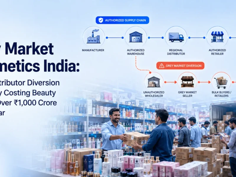 Five tier distribution chain in Indian beauty industry showing grey market entry points
